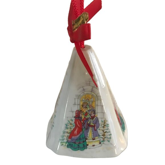 Jasco Caroler's At Church Christmas Bell Ornament With Red Ribbon - Picture 1 of 6